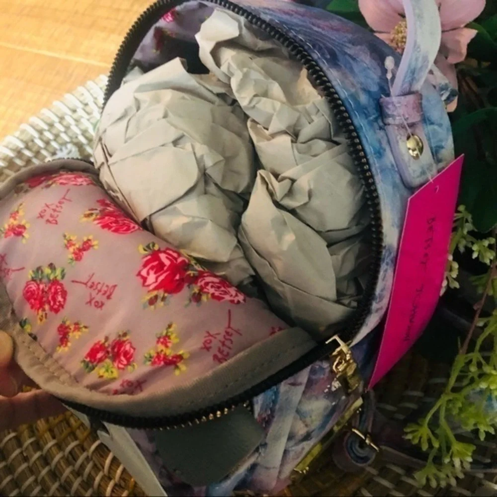 Betsey Johnson Puppy Dog Mini Backpack Floral Print Cute Designer Bag NWT